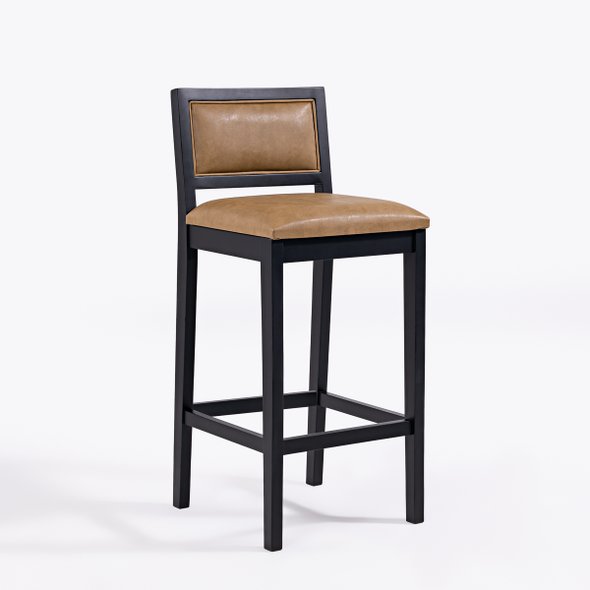 03 banqueta dublin madeira macica preta couro sintetico kaki