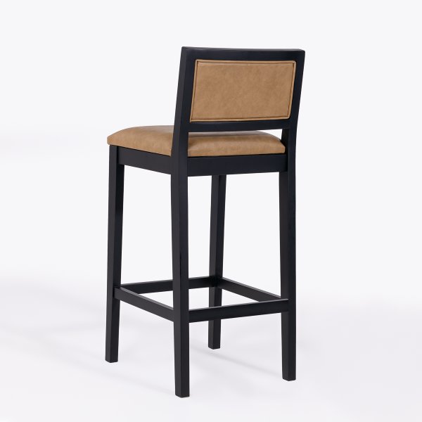 06 banqueta dublin madeira macica preta couro sintetico kaki