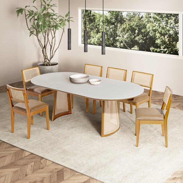 05 mesa de jantar oblonga ibiza com tampo vidro off white