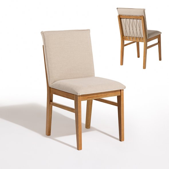 01 cadeira milao de madeira macica pinhao com assento e encosto estofado