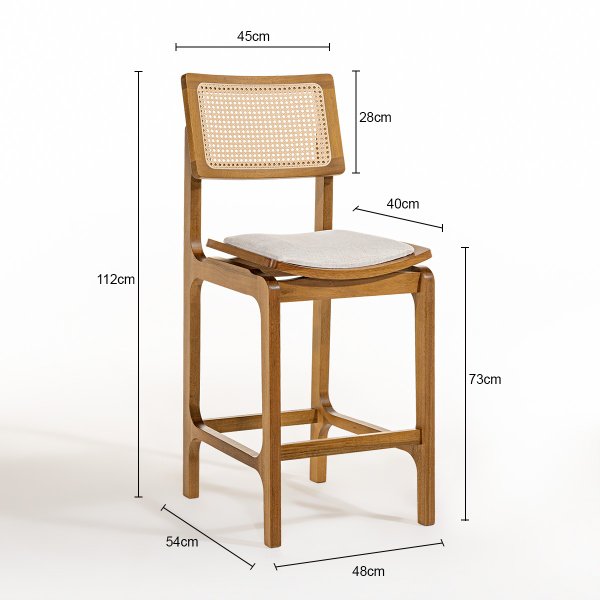 03 banqueta vegas madeira macica com telinha natural sextavada estofada linho palha