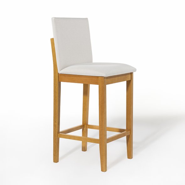 03 banqueta berlim madeira macica com encosto estofado linho linho off white