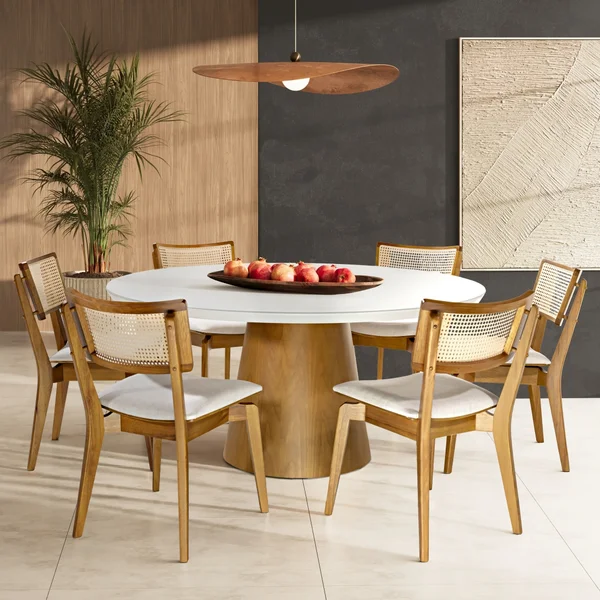 mesa redonda na sala